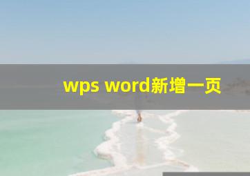 wps word新增一页